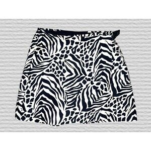 Terry Precision Cycling Bike Wrap Skirt Skort Womens MED Black White Zebra Print